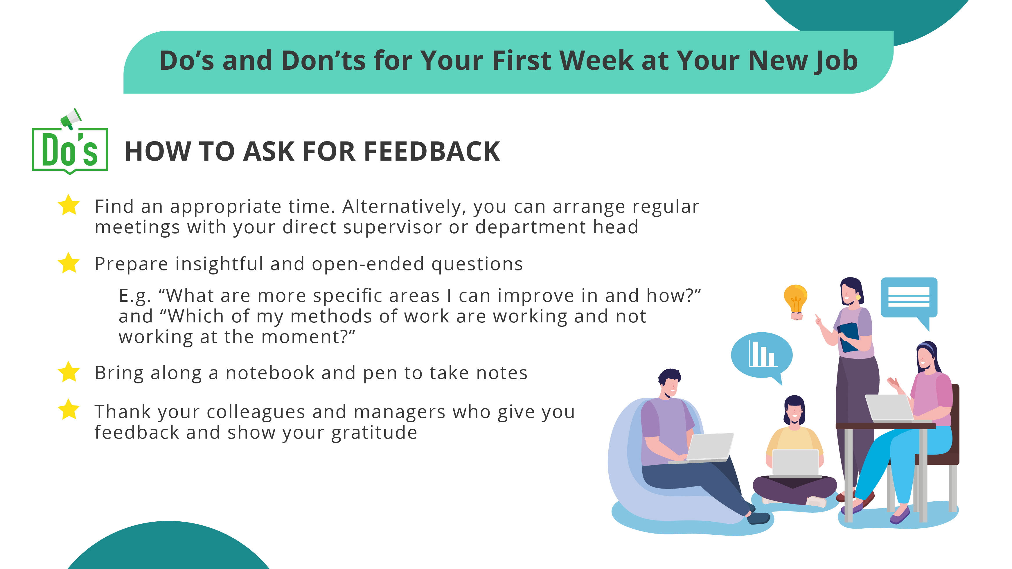 Dos and Don'ts for your First Week_How to Ask for Feedback